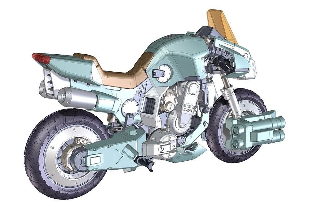 反対側から見たバイク形態の公式CG。メッキ・ゴム・金属部品等の仕様は商品本文で照合