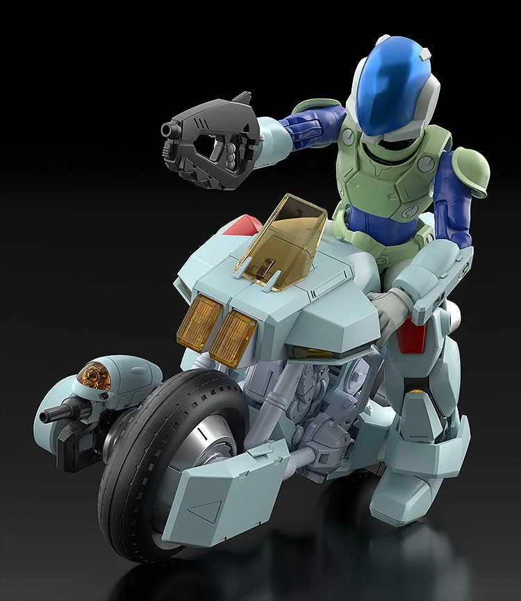 レイ機のアーマーサイクルとスーツ姿の塗装イメージCG