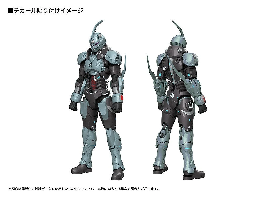 デカール貼付イメージの公式提供資料。2体の作例が写っていても、2体セットとして販売する根拠にしない